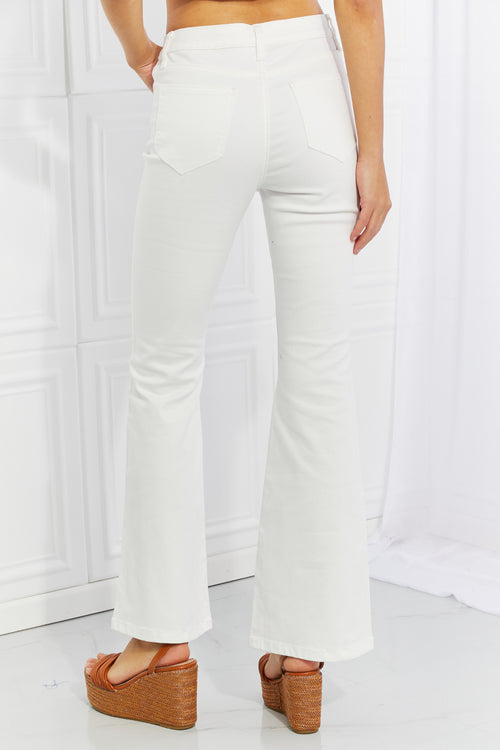 Zenana Clementine Full Size High-Rise Bootcut Jeans in Ivory